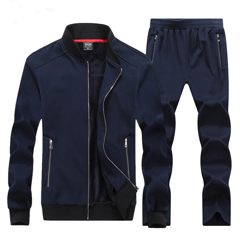 2019 Fashion Winter Sporting Suit Men Set Jacket+Pant Sweatsuit 2Piece Set Sportswear Thicken Tracksuit Clothing Plus SizeXL-8XL