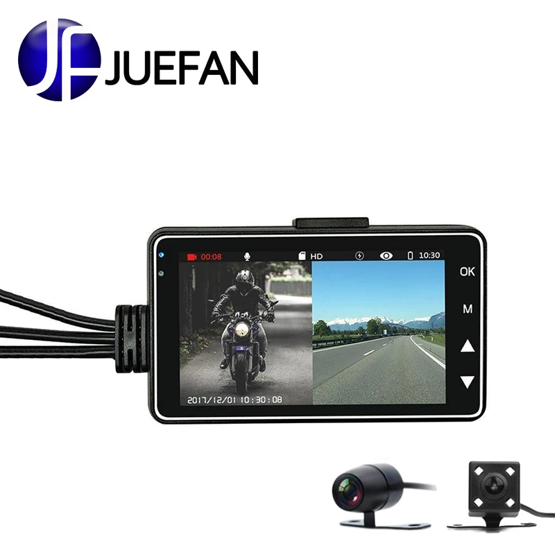 JUEFAN Full HD 720P камера с двумя объективами угол 140 градусов 3 0 дюймов видеорегистратор