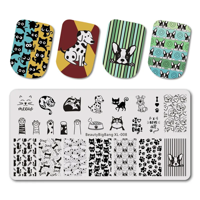 BeautyBigBang 6*12cm Rectangle Nail Stamping Plate Summer Flower Rose Leaves Image Plate Nail Template Nail Art Stencil