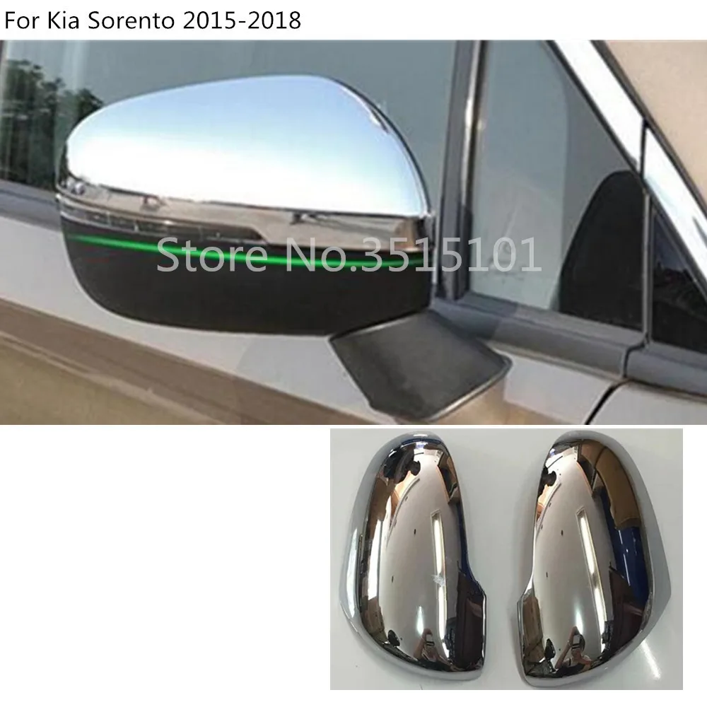 

ABS chrome decoration Car body stick rear view Rearview Side glass Mirror trim frame 2pcs For Kia Sorento 2015 2016 2017