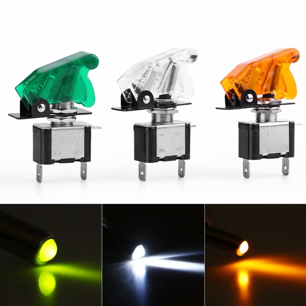 

1pcs White/Yellow/Green 12V 20A Car Auto LED Light SPST Toggle Rocker Switch Control On/Off