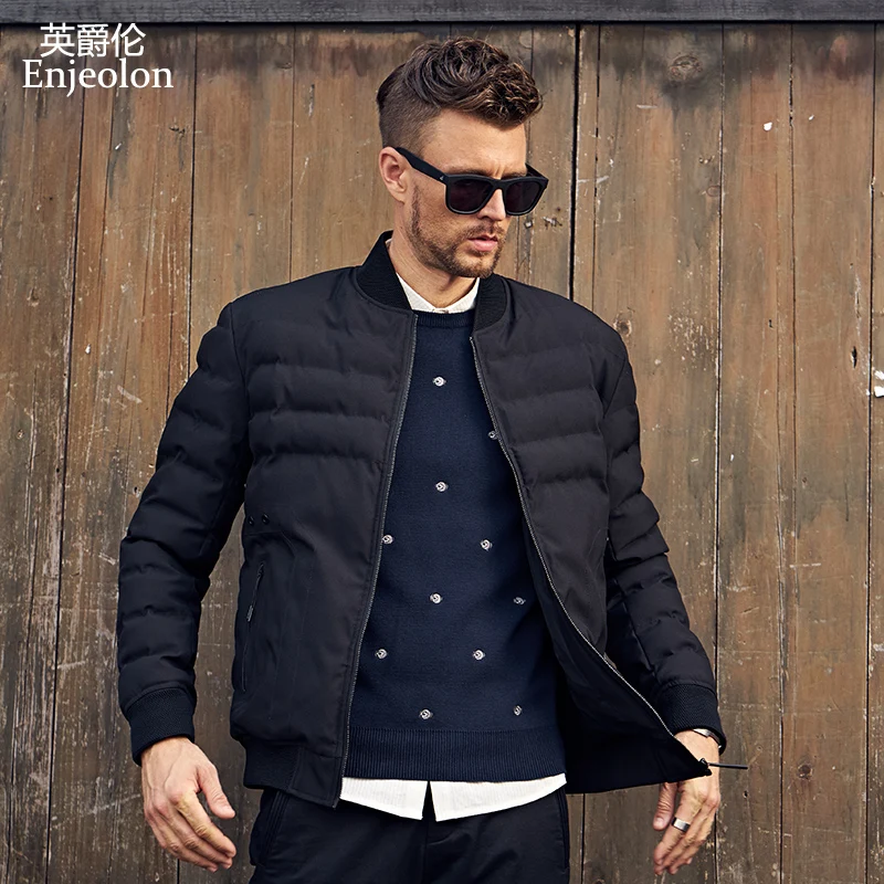 

Enjeolon Brand winter Cotton Padded o neck Jacket Men thick Parka coat male Quilted winter jacket Coat 3XL MF0291