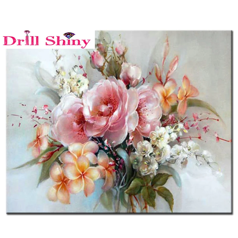 Kits De Pintura De Diamante Rosa Flor Decoración De Pared De Diamante