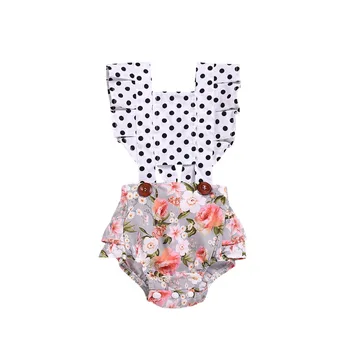 

Newborn Infant Baby Girl Clothes Bodysuit Jumpsuit Flower Dot Outfit Clothing