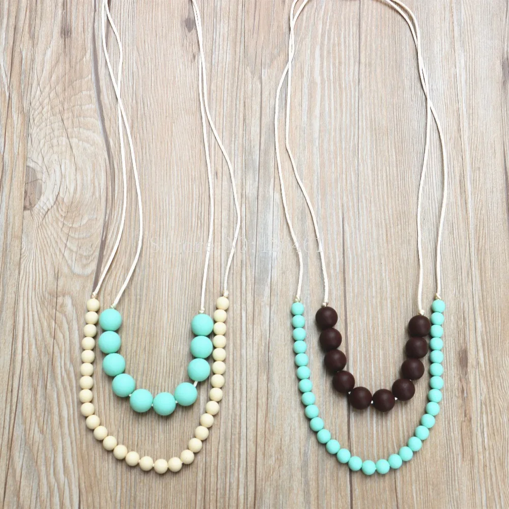 5PCS 2Layers Teething necklace Safe necklace for baby Nursing necklace Bab gift Teether Baby