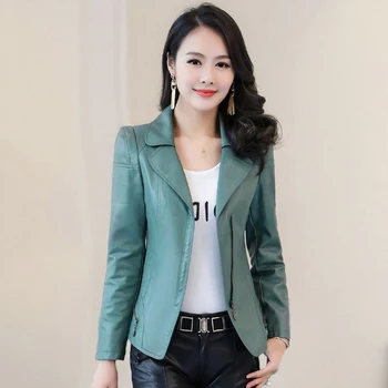 

2018 Fashion Autumn Winter Women Brand Faux Soft Leather Jackets Female Slim Zippers Coat Motorcycle Outerwear Plus Size 5XL E29