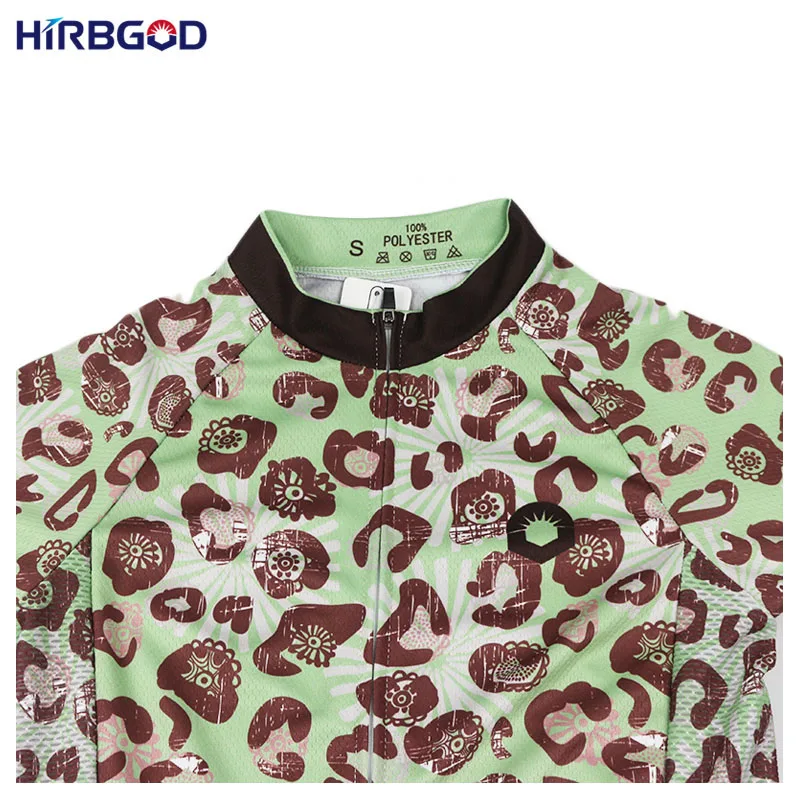 HIRBGOD Женская леопардовая Печать дышащий материал, впитывающий влагу ткань короткий рукав Велоспорт Jersey-HK001