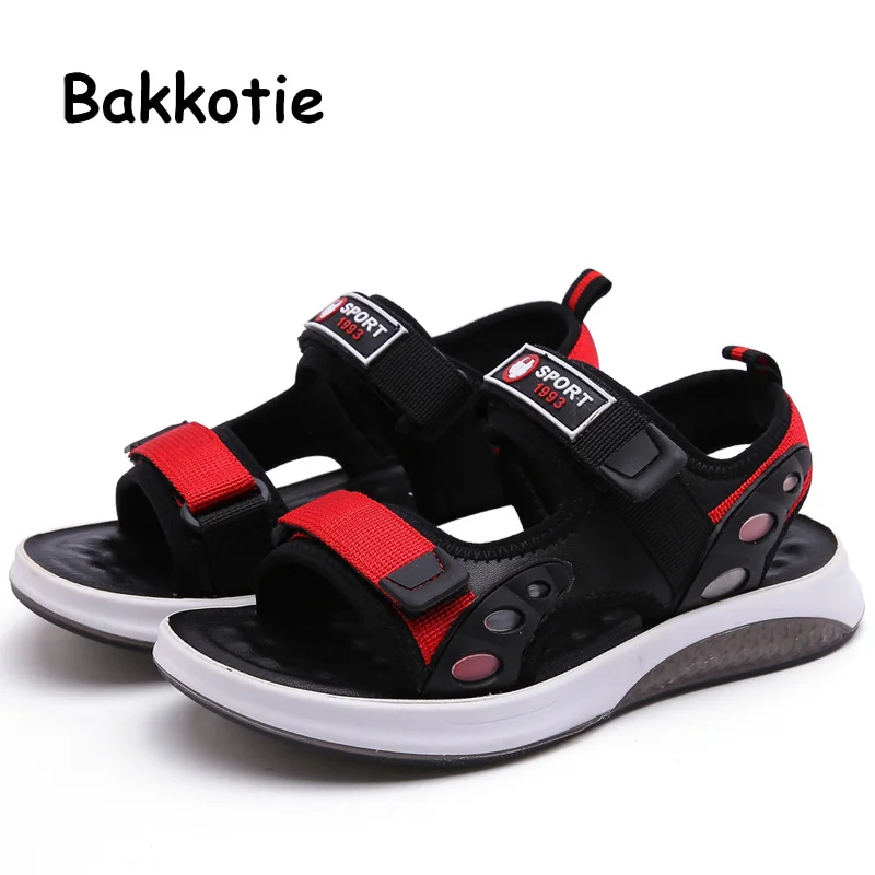 

Bakkotie 2019 New Baby Boys Summer Fashion Black Beach Sandals Kids Sport Casual Flats Shoes Children Soft Non Slip Sandals