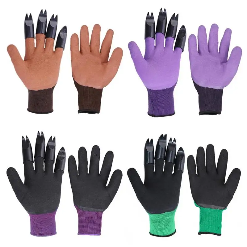 Garden Gloves 4 Hand Claw ABS Plastic Rubber Gloves Quick Excavation Plant Waterproof Insulation Home Living Essential Gadgets