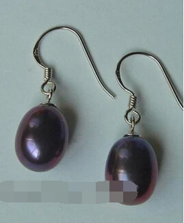 

xiuli 00497 Peacock Black Freshwater Pearl Dangle Earrings Silver