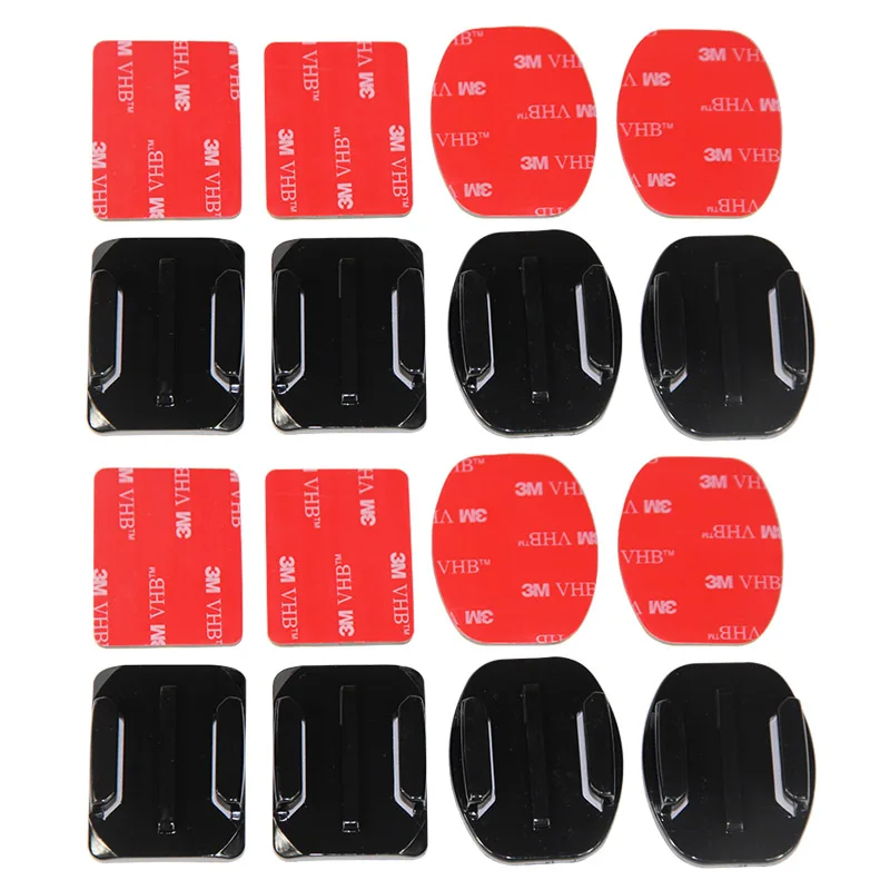 16pcs/Lot Flat Curved Base Mount 3M VHB Adhesive Stickers For GoPro Hero 8 7 6 5 4 Xiaomi yi 4K SJCAM SJ4000 EKEN Accessory Set