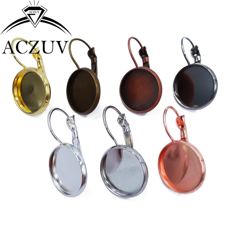 

200pcs 8mm 10mm 12mm 14mm 16mm 18mm 20mm 25mm French Lever back Leverback Bezel Earring Blank Hooks Cabochon Cameo Base Settings