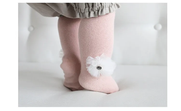 Fashionable lace flowers girls pantyhoses baby cotton dancing pantyhose girls white black gray pink pantyhose 06