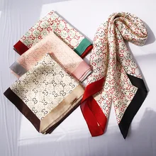 Yishine 70x70 см 4 цвета для женщин полиэстер шелковый шарф лоскутное полосатые принты летние атласные длинные обертывания ромбические шарфы шаль