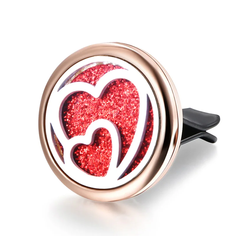 

Double Heart Perfume Car Air Aroma Locket Stainless Steel Vent Freshener Car Aromatherapy Essential Oil Diffuser Locket Necklace