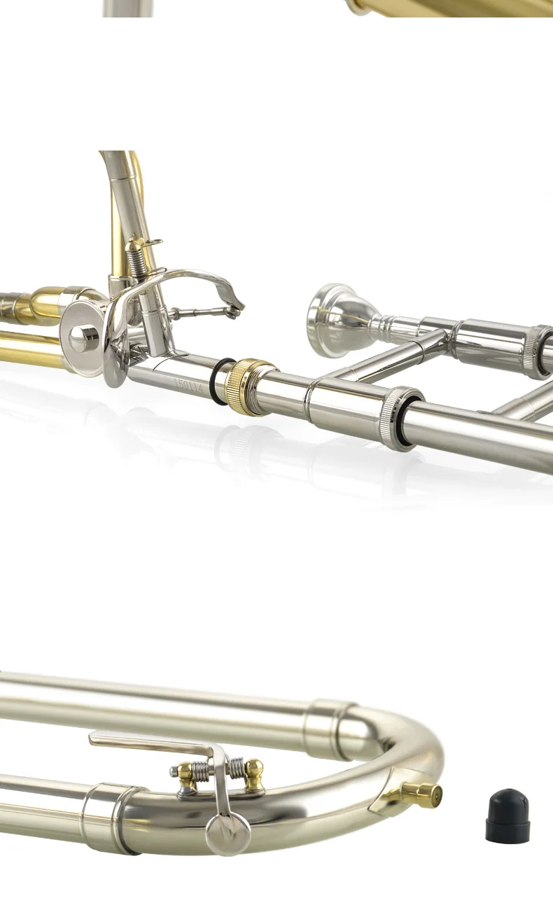 JAZZOR JBSL-801 tenor trombone B/F Плоский профессиональный белый медный тромбон с мундштуком с Чехол, перчатки, золотой Латунный ветер