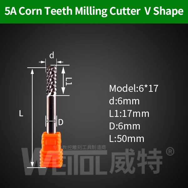 Weitol кукурузные зубы Концевая мельница Вольфрамовая сталь нож для кукурузы цементная доска, лиственные, PCB фреза для резки; cnc биты - Длина режущей кромки: 5AYM617
