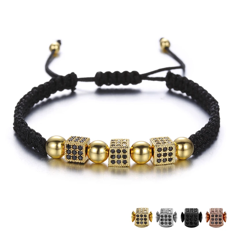 Handmade Crystal Cube With Black Strass Mens Bracelets Fashion Jewelry ...