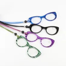 Новые женские модные очки для чтения кулон ожерелье Висячие шеи портативные очки для чтения мини-кошелек очки