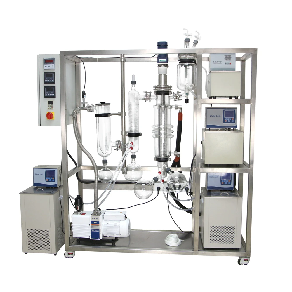 

Short path molecular distillation system to extract hemp oil