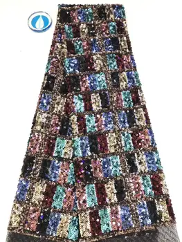

New Arrival Sequins Lace Fabrics African Nigerian Tulle Mesh Lace Fabric for Wedding sequin Lace Fabrics for dress DPJUN192