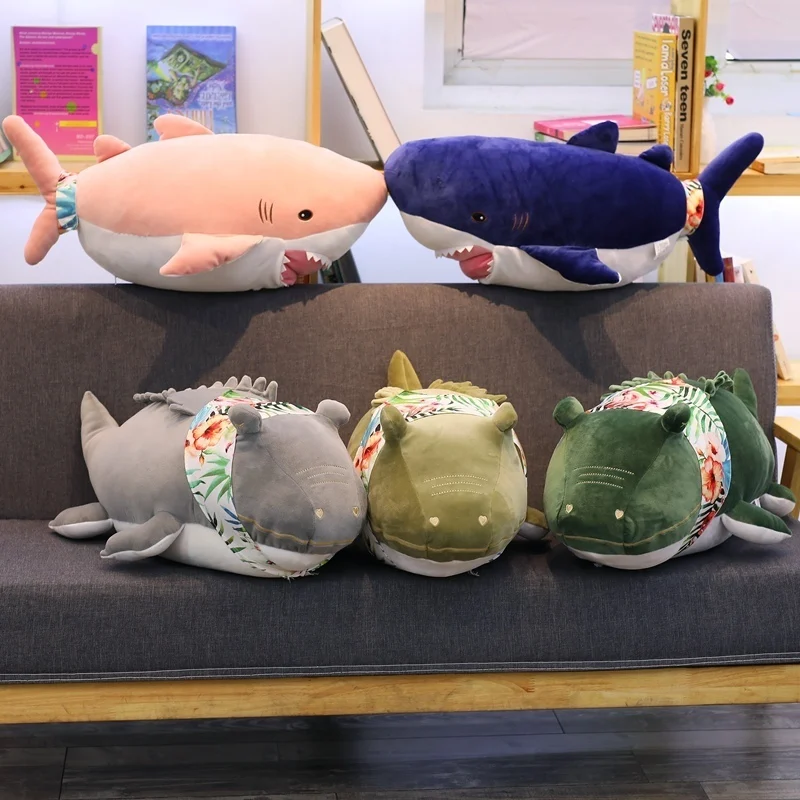 

70 Cm Shark Crocodile Plush Toy Pillow With 100*170 Cm Cotton Blanket Toys For Children