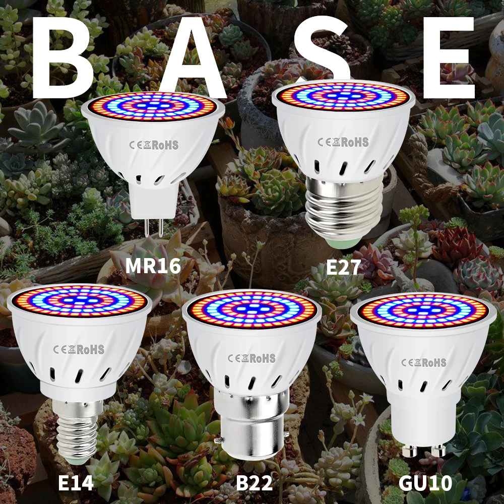 B22 растениеводства светодиодные E27 Phytolamp 220 V Светодиодные полный спектр 4 W 6 W 8 W E14 светодиодные лампы рассады GU10 УФ лампа для растений GU5.3