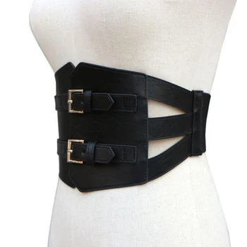 

New Women Lady Girls Fashion Wide Braided Polyurethane Leather Black Stretchy Elastic Waist Belt Waistband Elastic Waist Belt