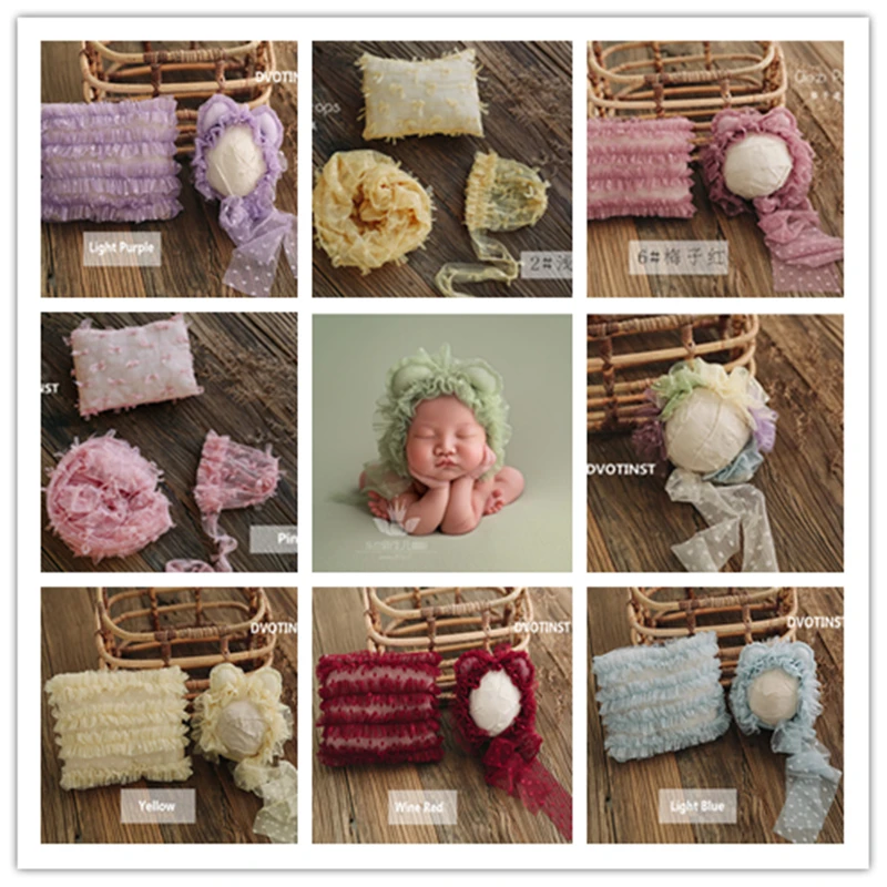 Dvotinst Newborn Baby Photography Posing Props Princess Lace Floral Hat Pillow Soft Fotografia Accessory Studio Shoot Photo Prop