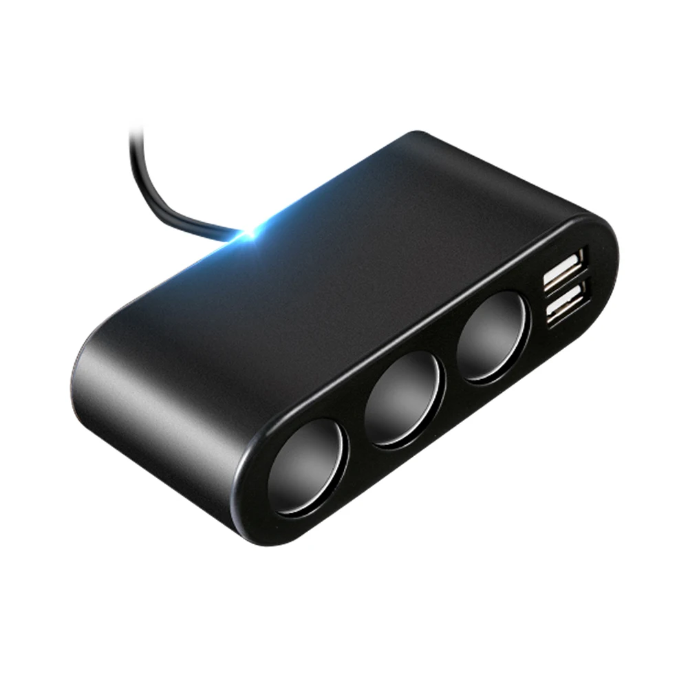 

120W 1 to 3 3.1A Cigarette Lighter Socket USB Car Charger Adapter Support Smart Fast Charge DC 12-24V