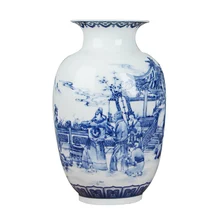Классическая китайская синяя и белая керамическая ваза, антикварная настольная фарфоровая ваза для цветов для отеля, украшения столовой