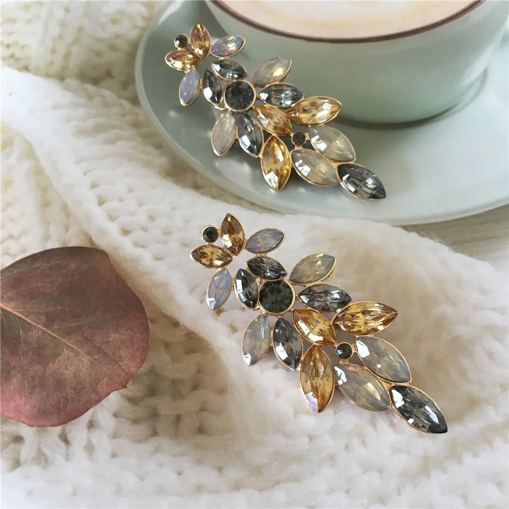 Pretty gold color plating yellow and black tone Stone Tree drop earrings for women statement | Украшения и аксессуары