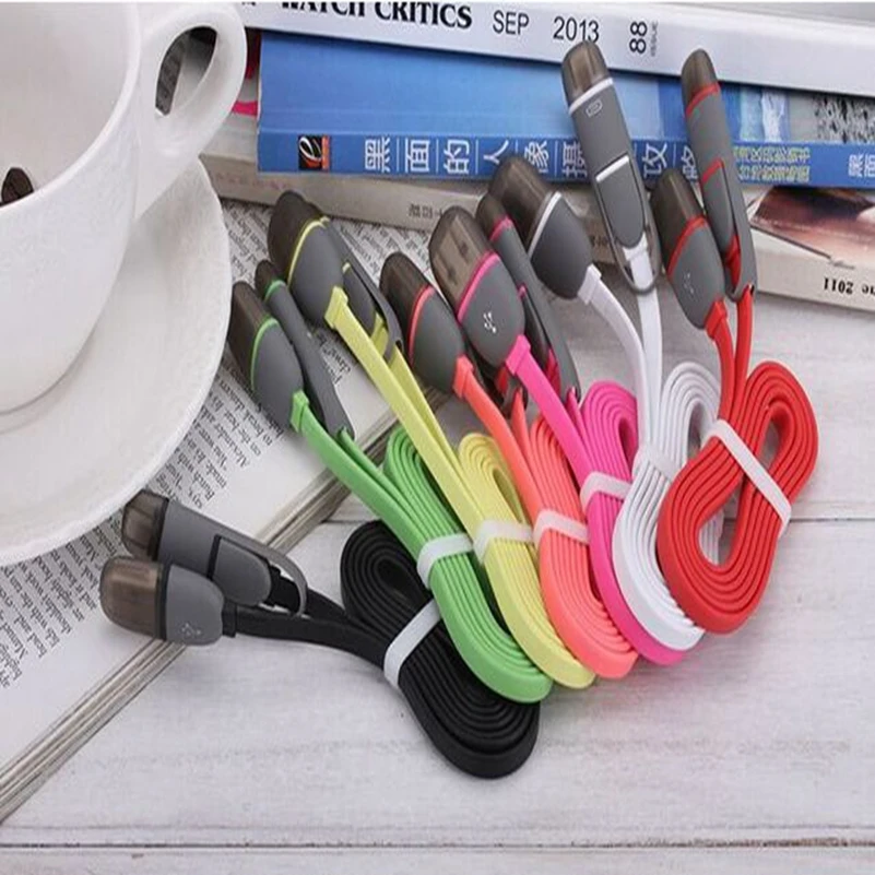 100pcs/lot Micro USB + 8 Pin 2 in 1 Sync Data Charging Cable for iPhone X 6 6s 7 For Samsung Galaxy S6 S7 S4 LG Android | Электроника