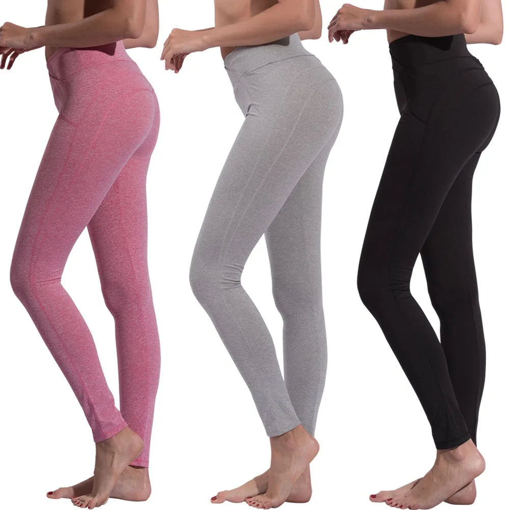 

Women Yoga Pants Solid Color Running Sweatpants Pilates Dancing Fitness Leggings BB55