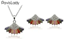 

Pavislady Real 925 Sterling Silver Sector Earring and Necklace Jewelry Sets Baguette Fine Jewelry in Perfect Quality