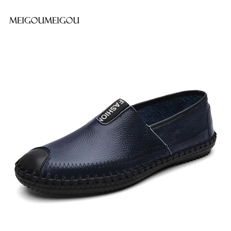 

MEIGOUMEIGOU Men Genuine Leather Shoes Handmade Quality Men Leather Moccasins Soft Comfortable Loafers Men Driving Beans Shoes