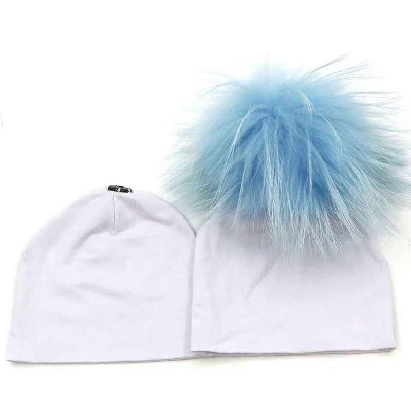 GZHilovingL из 2 предметов 0-5 месяцев из хлопка для мальчиков и девочек шапка с натуральным меховым помпоном шапка, сезон осень-зима детские твердая шляпа шапка с меховым помпоном для девочек - Цвет: white 2