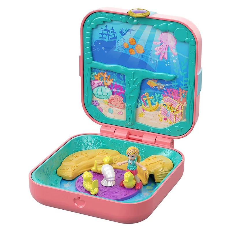 Polly Pocket скрытый мир, мини-сцена, 11 стилей, для девочек, для дома, оригинальные игрушки для детей, маленькая Русалочка, детская игрушка, матрешка