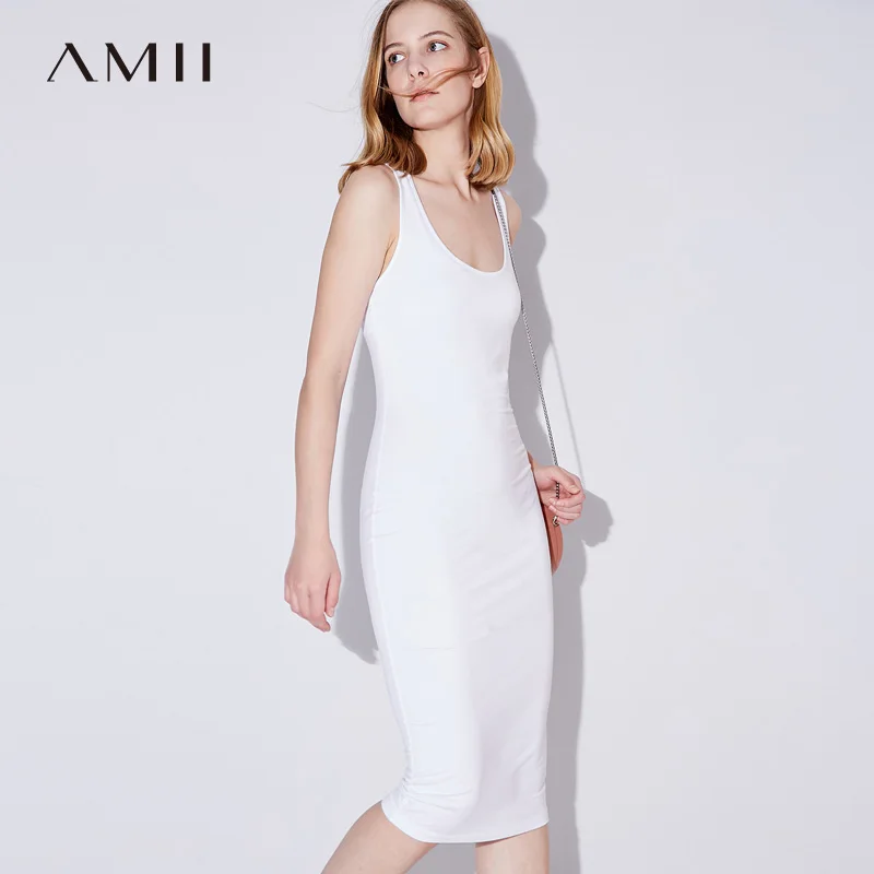 Amii летнее сексуальное приталенное платье без рукавов до колен|knee length dress|knee lengthdress