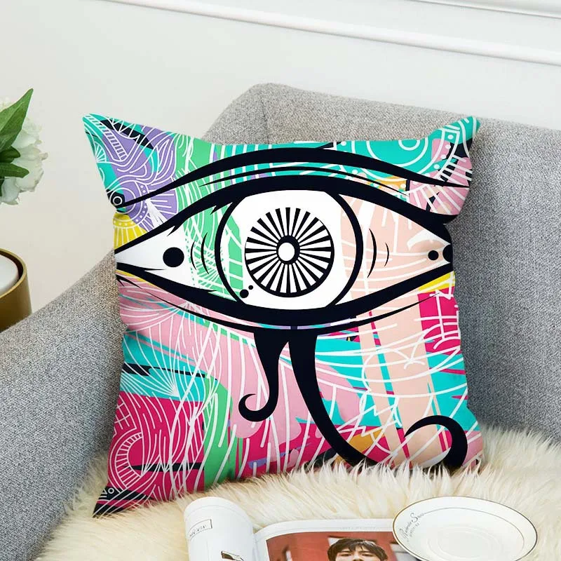

Double-sided Watercolor Painting Evil Eye Cushion Covers Turkey West Asia Tribes Cultures Cushion Cover Decorative Pillowcase