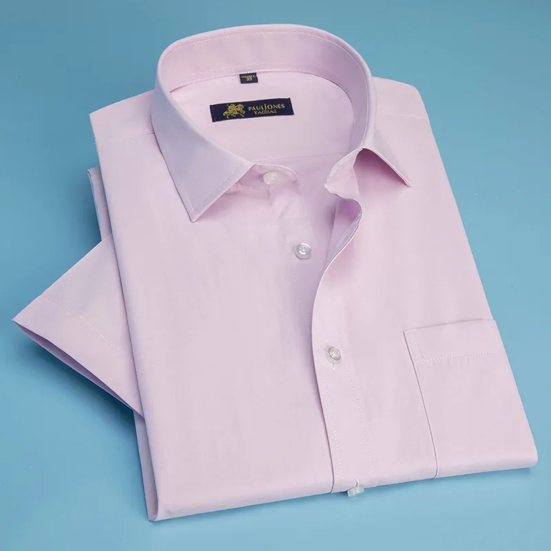 جديد 2019 الصيف قصيرة الأكمام حك الصلبة مخطط جيدا المناسب الكلاسيكية رجل الأعمال اللباس قمصان و fromal الذكور قمم 16 اللون S ~ 5xl