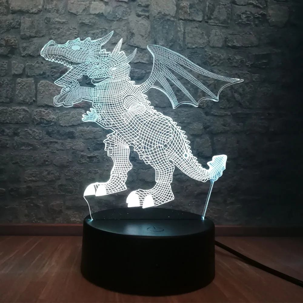 3D ночной Светильник динозавр Парк Юрского периода 7 цветов меняющий RGB светильник
