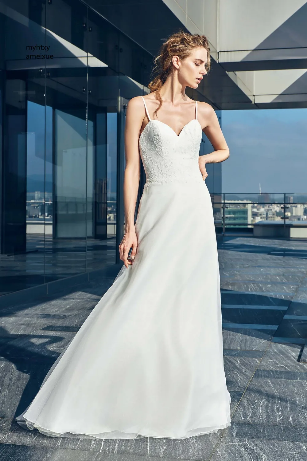 

Sleeveless Chiffon And Satin Sweetheart Sweep Train Zipper A-line Cap Sleeve Sexy Cheap Beach Wedding Dress 2019 Plus Size Boho