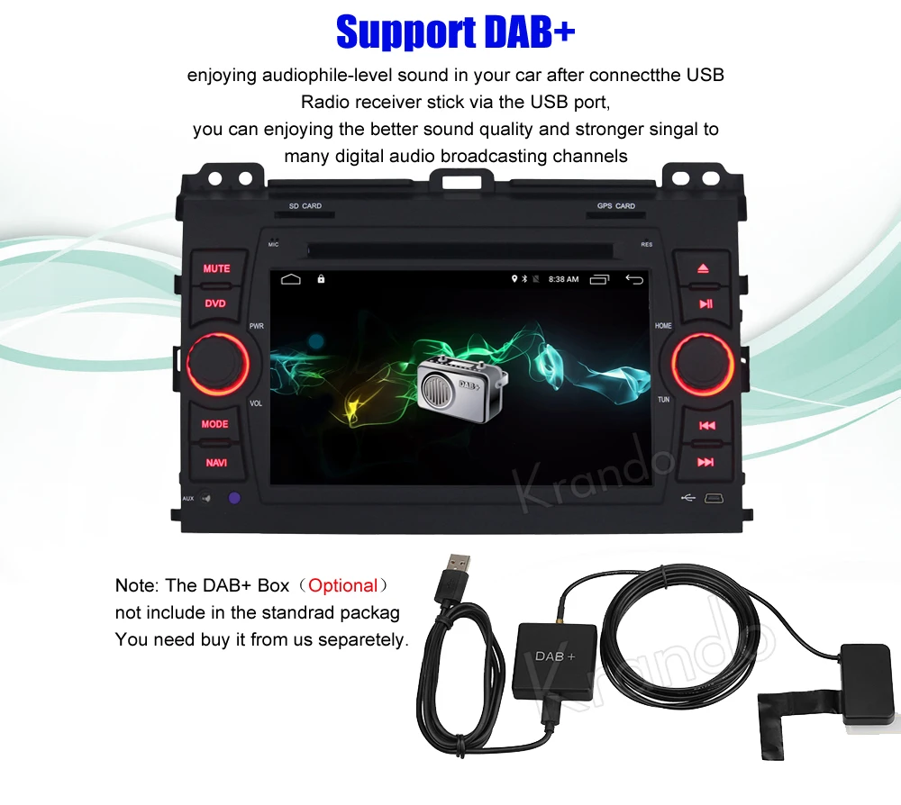 Clearance Krando 7" Android 9.0 car navigation entertainment system for toyota prado 2002-2009 audio radio gps dvd player WIFI 3G DAB+ 10 Clearance Krando 7" Android 9.0 car navigation entertainment system for toyota prado 2002-2009 audio radio gps dvd player WIFI 3G DAB+ 10