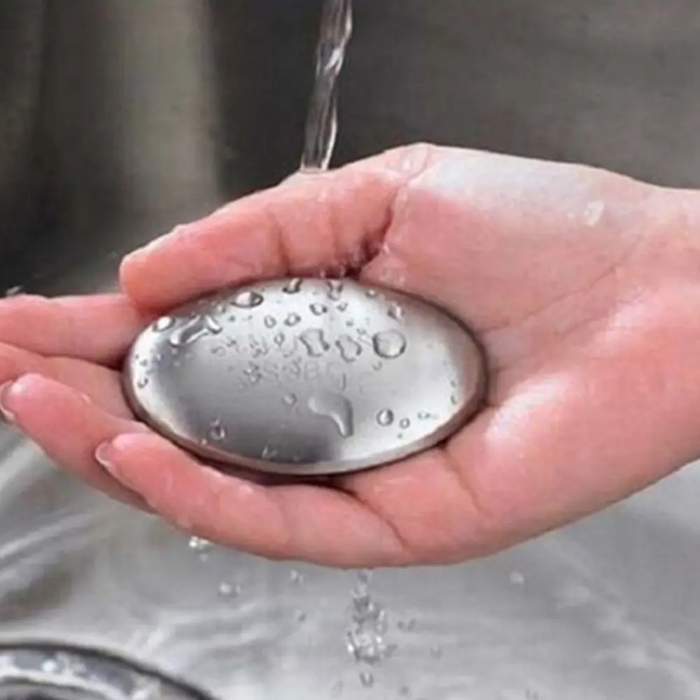 

Stainless Steel Soap Oval Shape Deodorize Kitchen Bar Bath Cleaning Tool Odor Remover Magic Eliminating Garlic/onion Smell