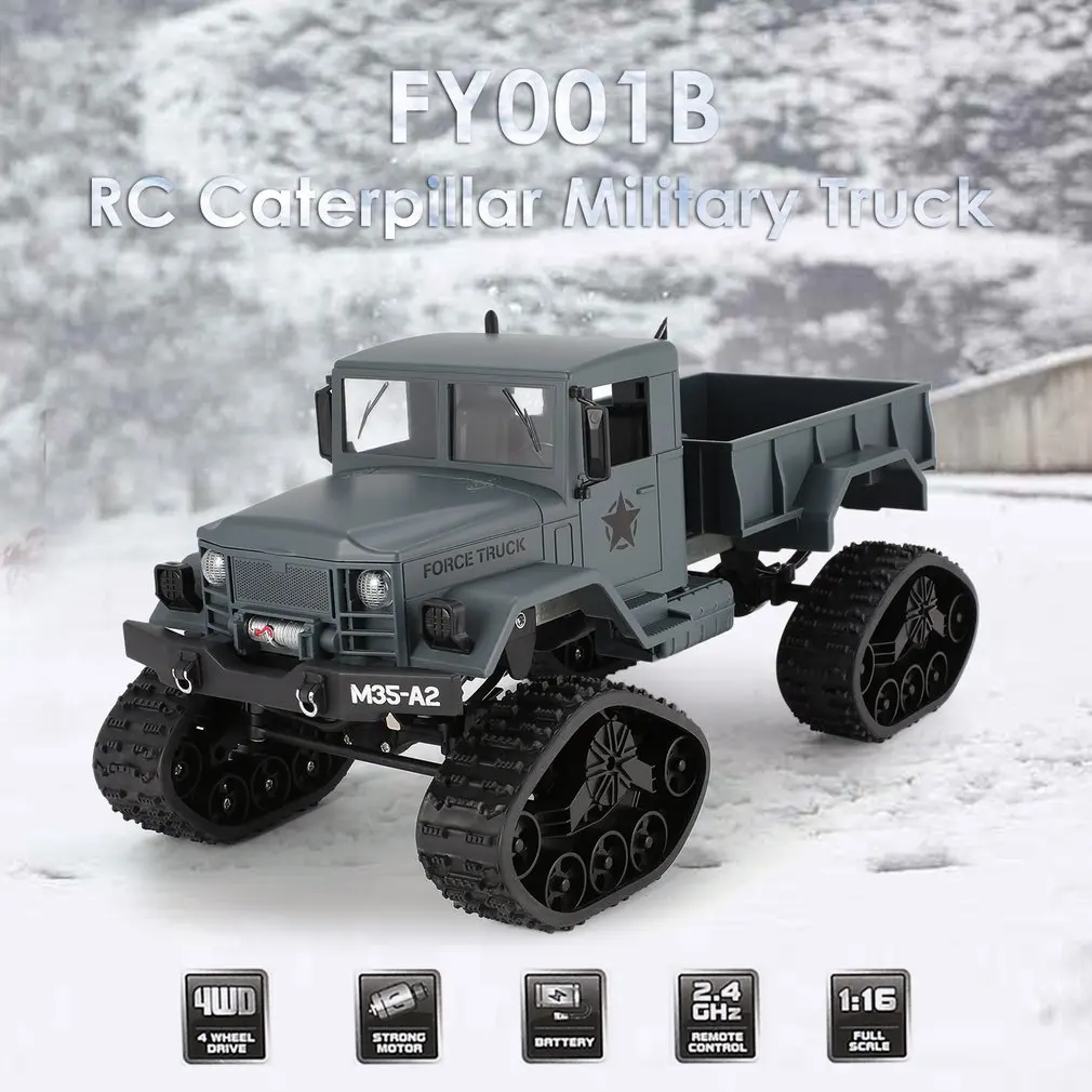 

JJRC Military RC Truck Army 2.4Ghz 1:16 4WD Caterpillar Off-Road Remote Control Climber Crawler with Front Light for Kids FY001B