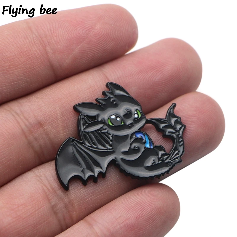 Flyingbee Как приручить дракона Эмаль Булавка для одежды сумки значок для рюкзака Брошь Личность рубашка нагрудные булавки X0209