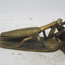 Bi003414 Китай Народная Фэншуй Бронза Медь стебли Mantis цикады Прекрасное Животное Статуя