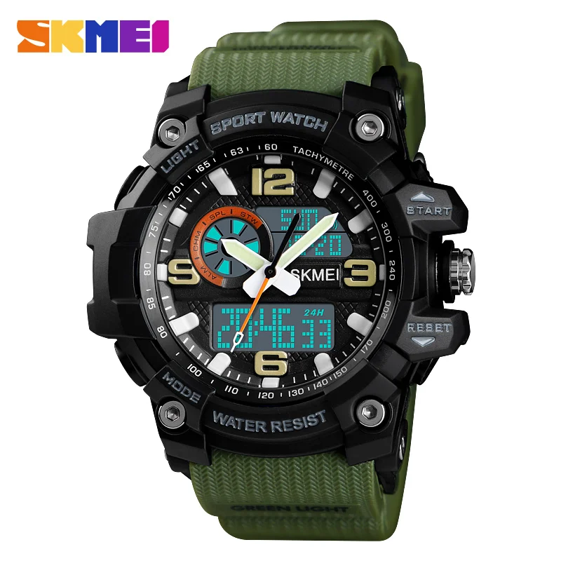 SKMEI 1436 для мужчин/для женщин Спорт на открытом воздухе часы Мода двойной дисплей цифровые наручные часы обратного отсчета 3 раз дамы 50 м