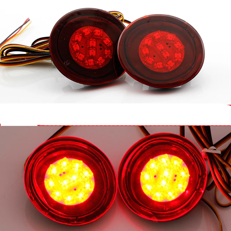 LED Rear Bumper Reflector Light Round Red Parking Warning Stop Brake